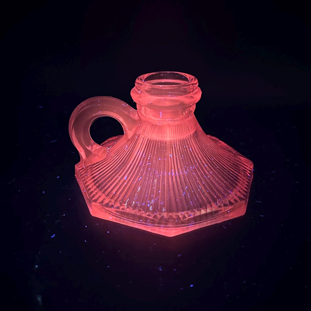 Vintage Pink Depression Glass Candlestick Holder / Chamberstick ...