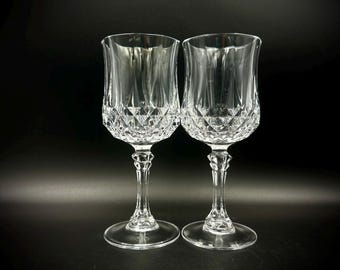 Cristal D'Arques Crystal 7.25-inch Water Goblets - Longchamp Pattern, Set of 2