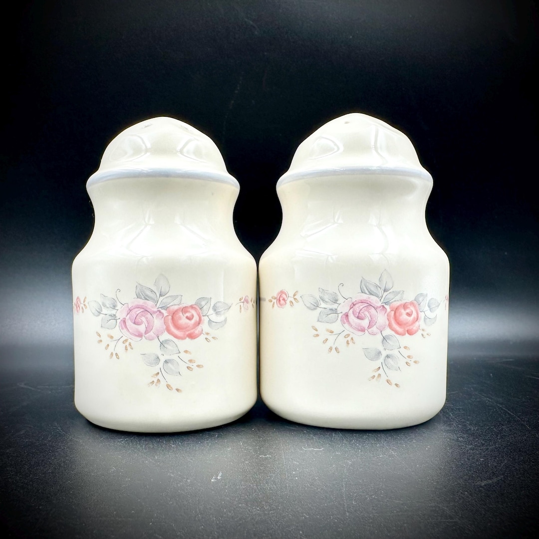 Discontinued Pfaltzgraff "Trousseau" Salt and Pepper Shaker Set: Made in the USA, 1988-1996