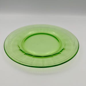 Vintage Green Uranium Depression Glass | Luncheon Plate | Colonial Fluted Rope | Glowing Glass | Federal Glass | 1920&#39;s-1930&#39;s