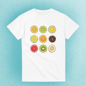 T-shirt à motif de fruits Joli cadeau pour femme Ambiance estivale Chemise 100 % coton Cadeau pour amateur de fruits