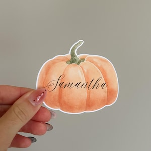 Personalized Pumpkin Place Cards, Customizable Name Tags, Thanksgiving Table Decor