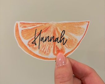 Personalized Orange Slice Place Cards, Unique Custom Citrus Wedding Place Cards