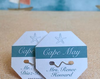 Jersey Shore Beach Badge Platzkarten, benutzerdefinierte personalisierte Strandabzeichen, Strandhochzeit Platzkarten, Tischkarten, Gastgeschenke Hochzeit