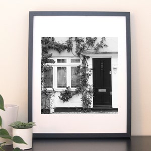 Door with Flowers - London, England - Instant Download - Black & White