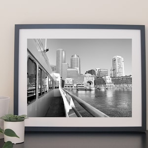 Boston Harbor - Boston, MA - Black & White Photograph - Instant Download
