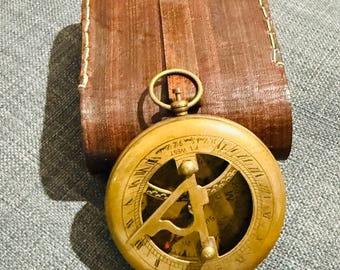 Brújula antigua de latón, reloj de sol, brújula de bolsillo para navegación marítima, regalo vintage, vendedor del Reino Unido