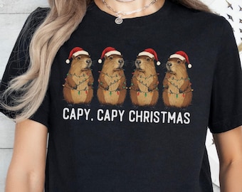 Christmas Capybara t-shirt, Cute Capybara T-shirt, Animal Lover Shirt, Gift for Capybara Lover, Funny Capybara Christmas T-Shirt Gift, Xmas