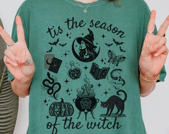 Halloween witch t-shirt, Halloween graphic collage t-shirt, Halloween Witch Shirt, Womens Halloween tshirts, Adult Witch Shirts, Bday Gift
