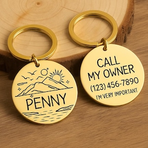 Custom Double-Sided Pet ID Tag – Personalized Dog Name Tag with Paw Print – Engraved Bone Tag for Dogs & Cats – Durable Stainless Steel