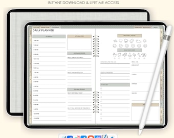 Planificateur numérique complet pour le TDAH, planificateur de thérapie, suivi du bien-être, suivi des soins personnels, suivi des médicaments et des habitudes, planificateur TDAH pour adultes,