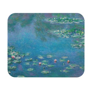 Alfombrilla de ratón Monet con diseño de nenúfares, tapete de escritorio artístico, decoración de oficina, regalo para amantes del arte.