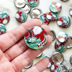 Official Kraken Attack pinback button badge