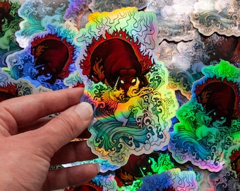 Enhörningen och tjuren HOLOGRAFISK klistermärke inspirerad av Den sista enhörningen