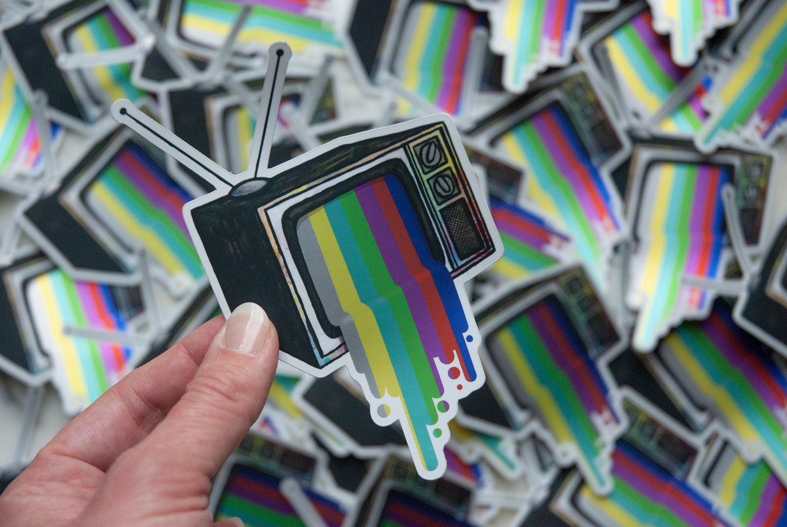 New Sizes- Technicolor Retro TV Test Pattern -matte Metallic Vinyl ...