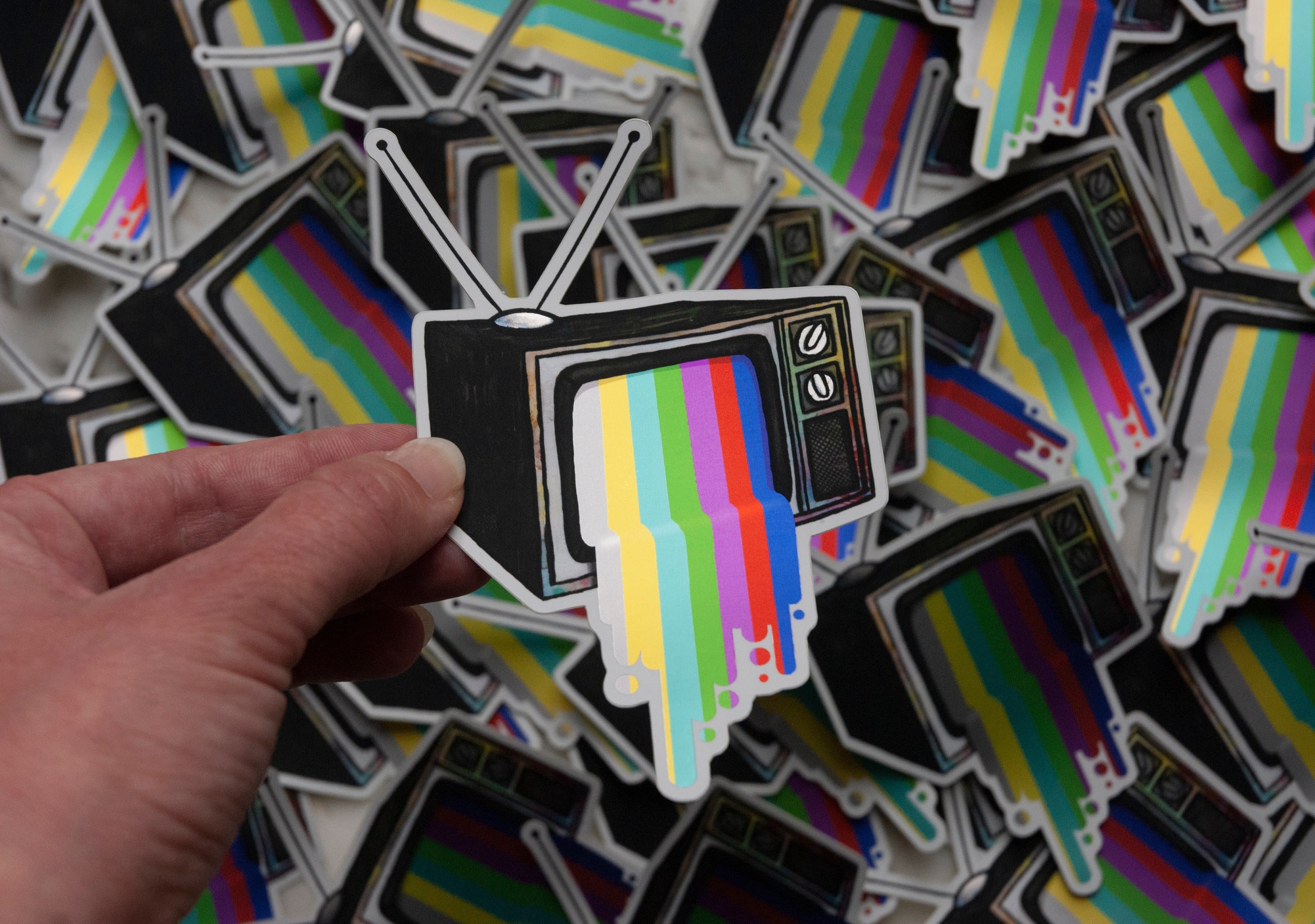 New Sizes- Technicolor Retro TV Test Pattern -matte Metallic Vinyl ...