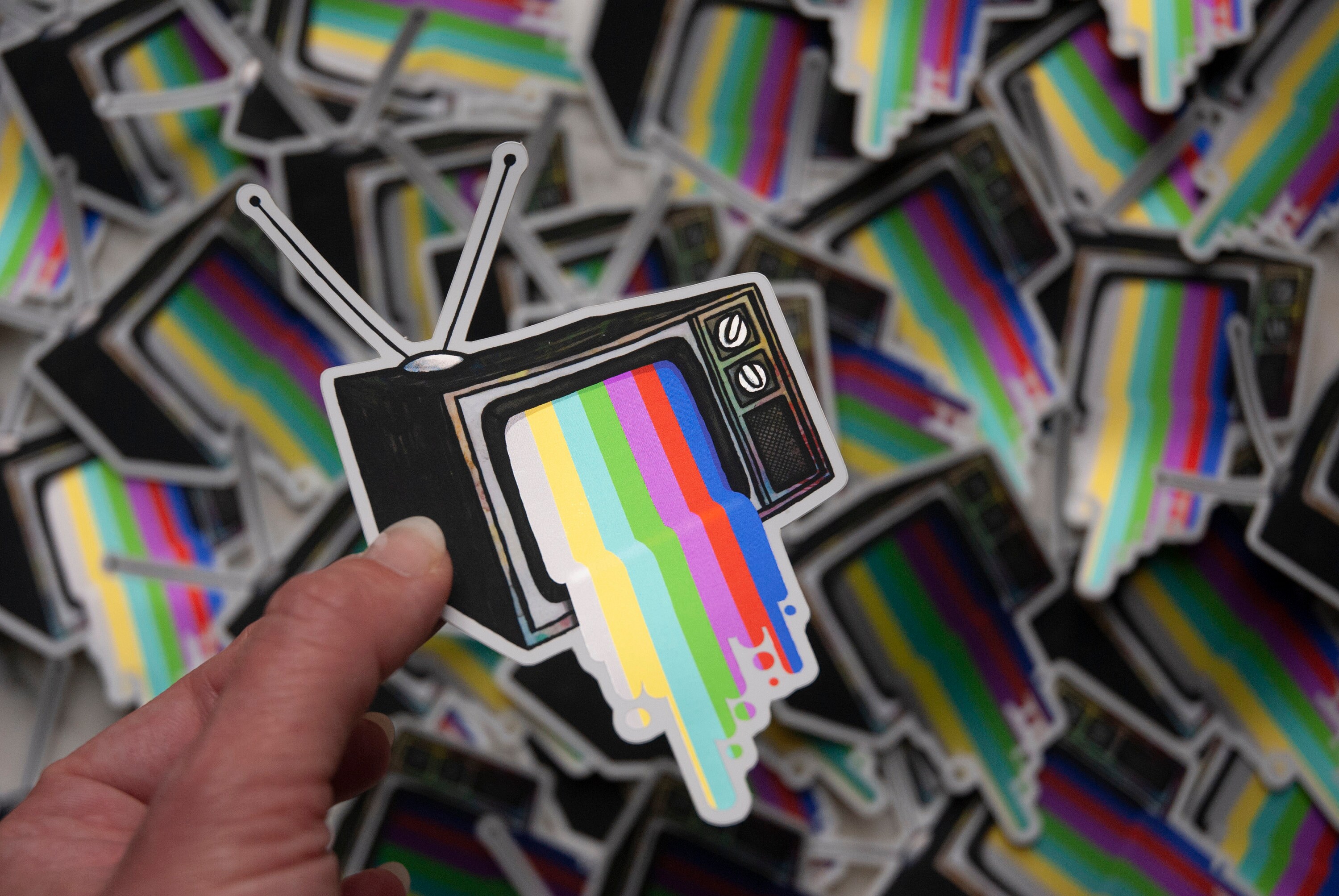 New Sizes- Technicolor Retro TV Test Pattern -matte Metallic Vinyl ...