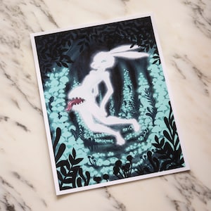 Artist Proofs (AP) + PREORDER Limited Edition | Hangry Glowy Bunny Bioluminescent Painting | Lowbrow Pop Surrealism