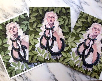 Schlange und Frau Druck: Deathnoodle Python (9x12)