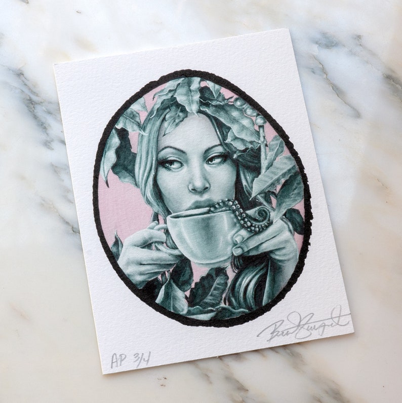 color variation Artist Proof 4.5 x 6 Woman and Octopus Strange Brew