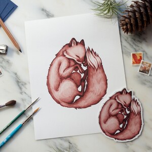 Sleepy Fox Giclee Fine Art Print
