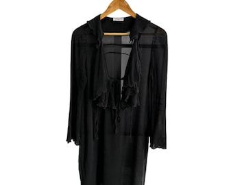 Vintage Sonia Rykiel Seide Schwarze Frau Kleid Bluse