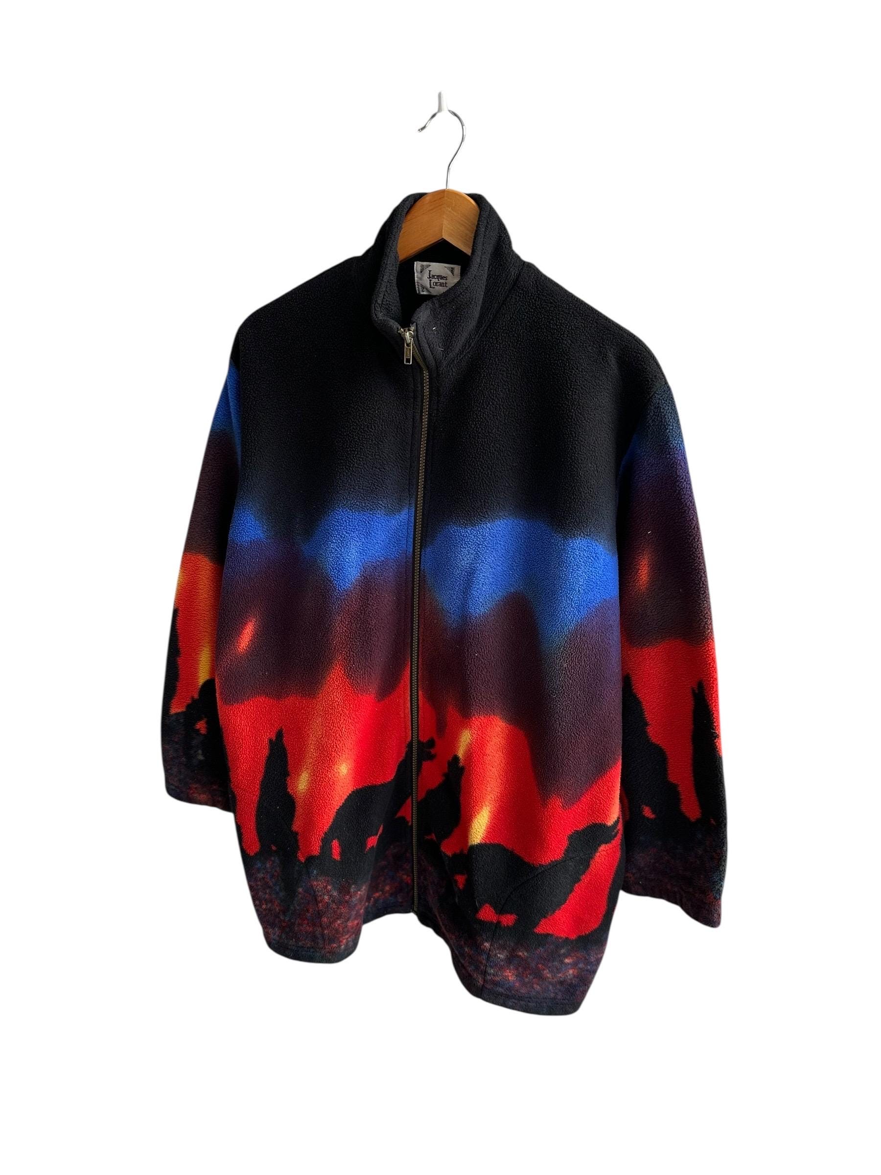 Vintage Nature Multicolored Wolf's Fleece Jacket - Etsy