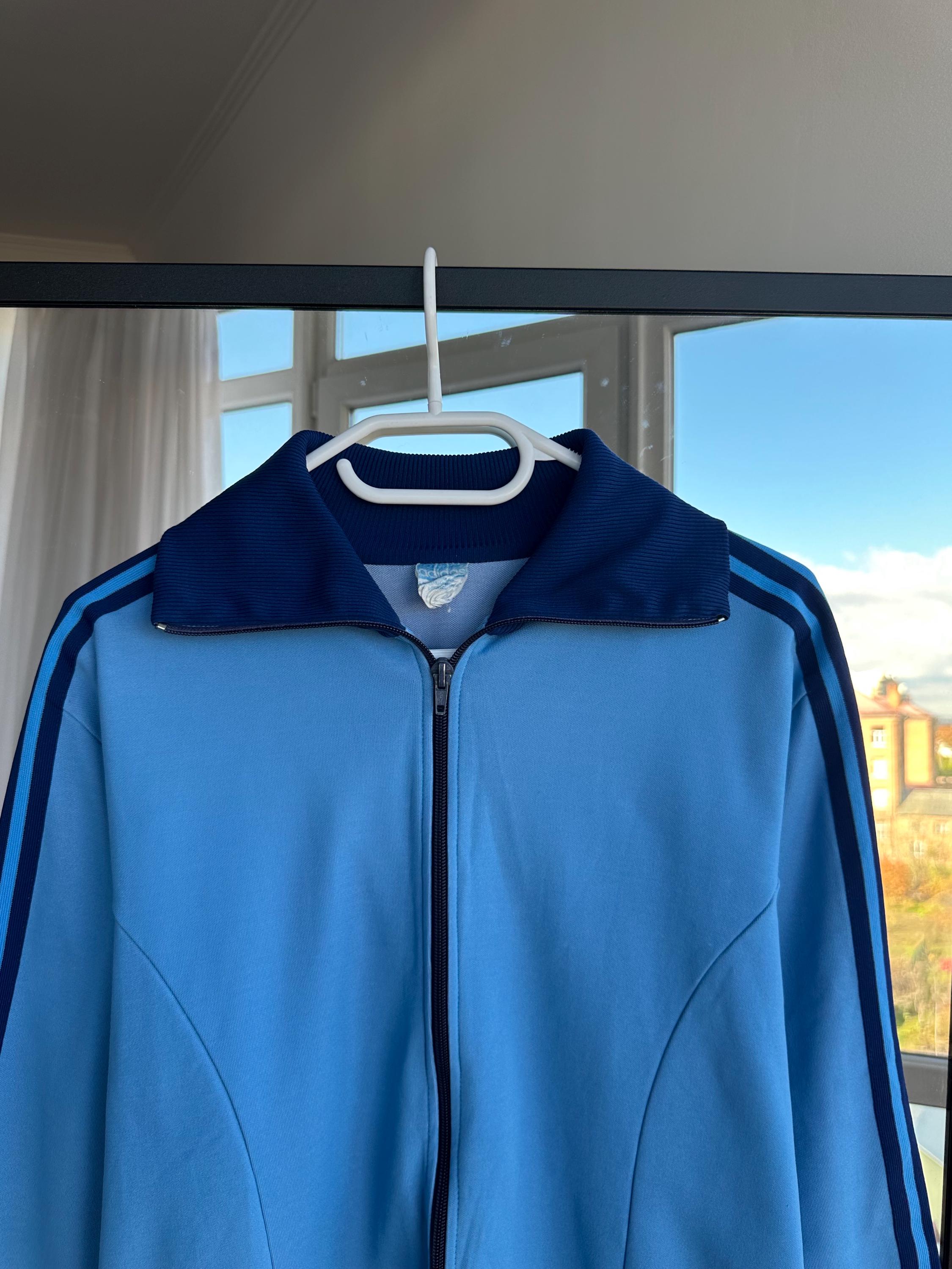 希少 70's ADIDAS made in W-Germany hoodie Vintage Adidas West-germany Blue Mens 70-80s Track Jacket Sz M