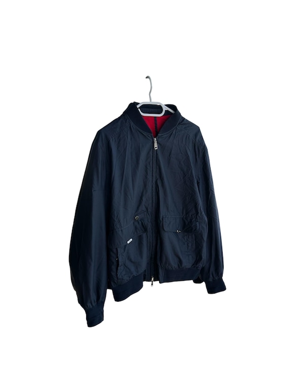 Brioni, Vintage Brioni Mens Navy Bomber Jacket Sz L
