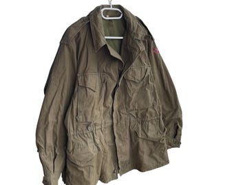 Vintage Norway 1970 Army Military Cargo Heavy Jacket Sz L