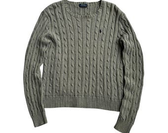 Vintage Polo Ralph Lauren Cable Knit Woman Dark Grey Sweater
