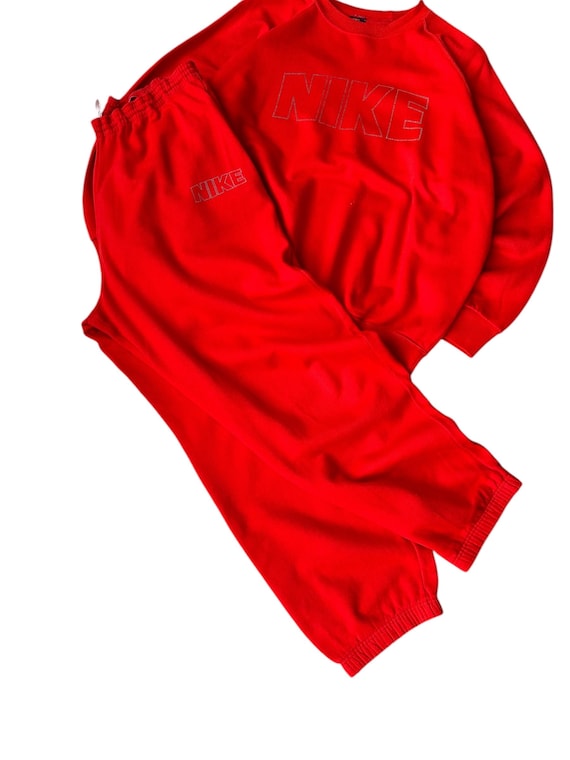 Vintage Nike Oregon USA 80s Red Cotton Tracksuit Pants