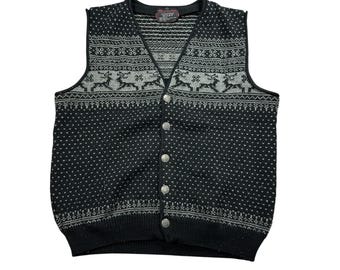 Vintage Norwool Norway Wool Knitted Vest Sz L