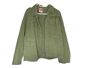 Vintage Rosenbauer Work Jacket Military Chore Jacket Distressed Cotton Utility 80s 90s