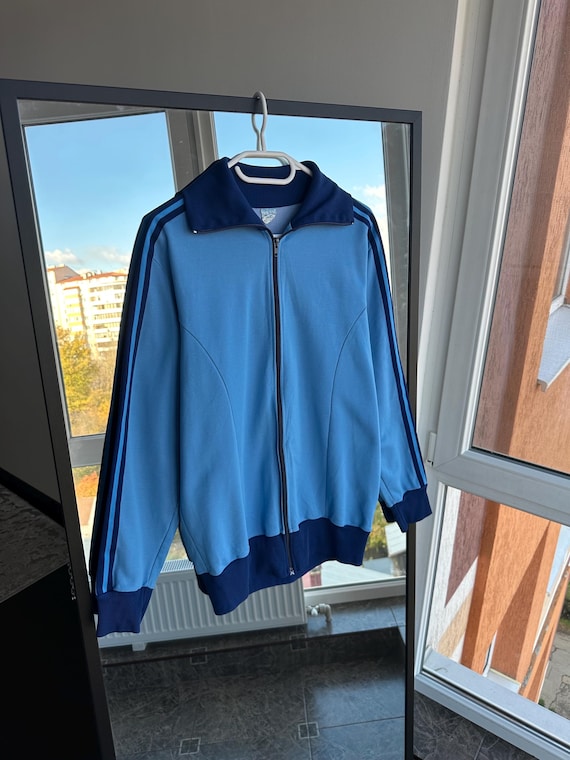 Vintage Adidas West-germany Blue Mens 70-80s Track Jacket Sz M
