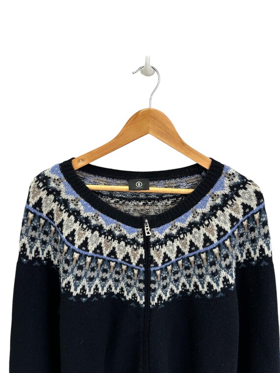 Vintage Bogner Wolle Strass Frauen Zip Pullover