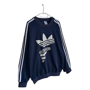 Vintage Adidas Originals Trefoil Big Logo Sweatshirt Marinblå