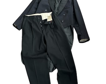 Vintage Victorian /Edwardian 1920s 1940s rare Black Frock Coat & Pants