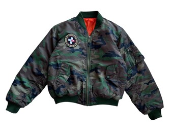 70s 80s Vintage Alpha MA-1 Reversible Bomber Jacket Made in Usa - Etsy