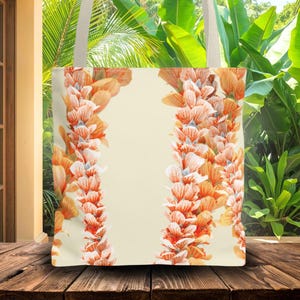 Hawaiian Floral Lei Tote Bag, Hawaiian Floral Design, Hawaiian Print Bag