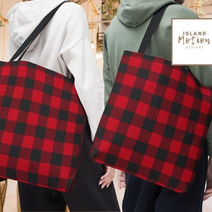 Red and Black Buffalo Plaid Tote Bag: Classic Tartan Style