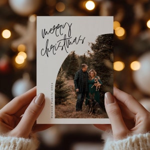 Customized Photo Christmas Card Template Printable Modern Personalized Holiday Letter - Editable with Canva - 5x7 Instant Digital Download