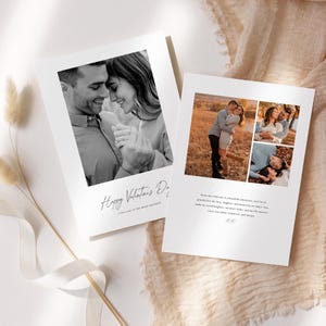 Modello di biglietto moderno per San Valentino, San Valentino romantico minimalista con foto, file digitale Canva personalizzato 5x7 modificabile, download immediato