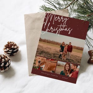 Customizable Photo Christmas Card Template Printable Modern Personalized Holiday Letter - Editable with Canva - 5x7 Instant Digital Download