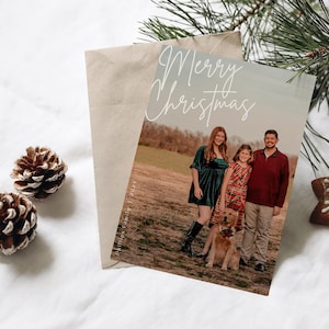 Customized Photo Christmas Card Template Printable Modern Personalized Holiday Letter - Editable with Canva - 5x7 Instant Digital Download