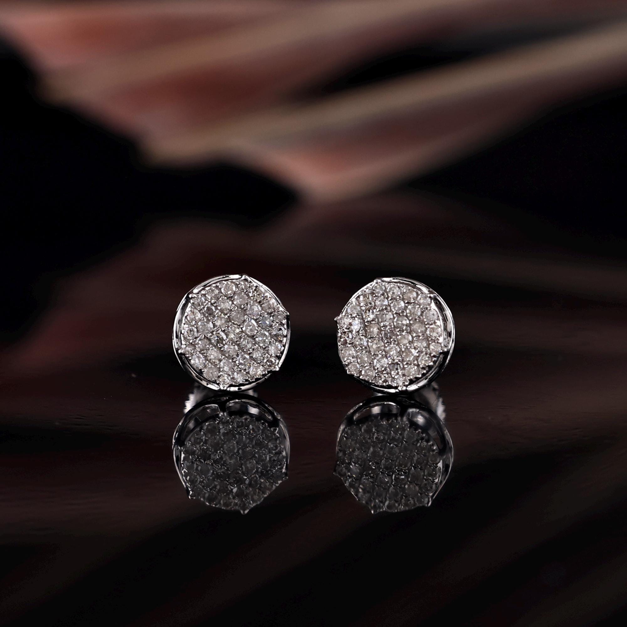 0.08 Carat White & Black Diamond Stud Earrings - 18K Yellow Gold Plated Sterling Silver (1 Pair)