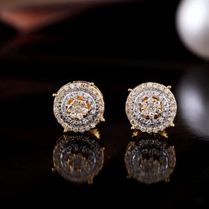 Diamond Stud Earrings | 14K Yellow Gold Anniversary Jewelry