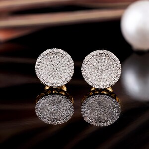 14k Yellow Gold Stud Earrings I Stud Earrings I Men&#39;s Stud Earrings I Men&#39;s Jewelry I Circle Stud Earrings I Gift For Him