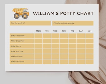 Dump Truck Potty Training Chart Template | Construction Theme Reward (Canva, Digital Download)