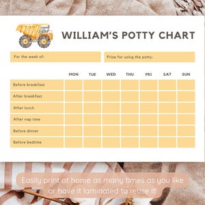 Dump Truck Potty Training Chart Template | Construction Theme Reward ...